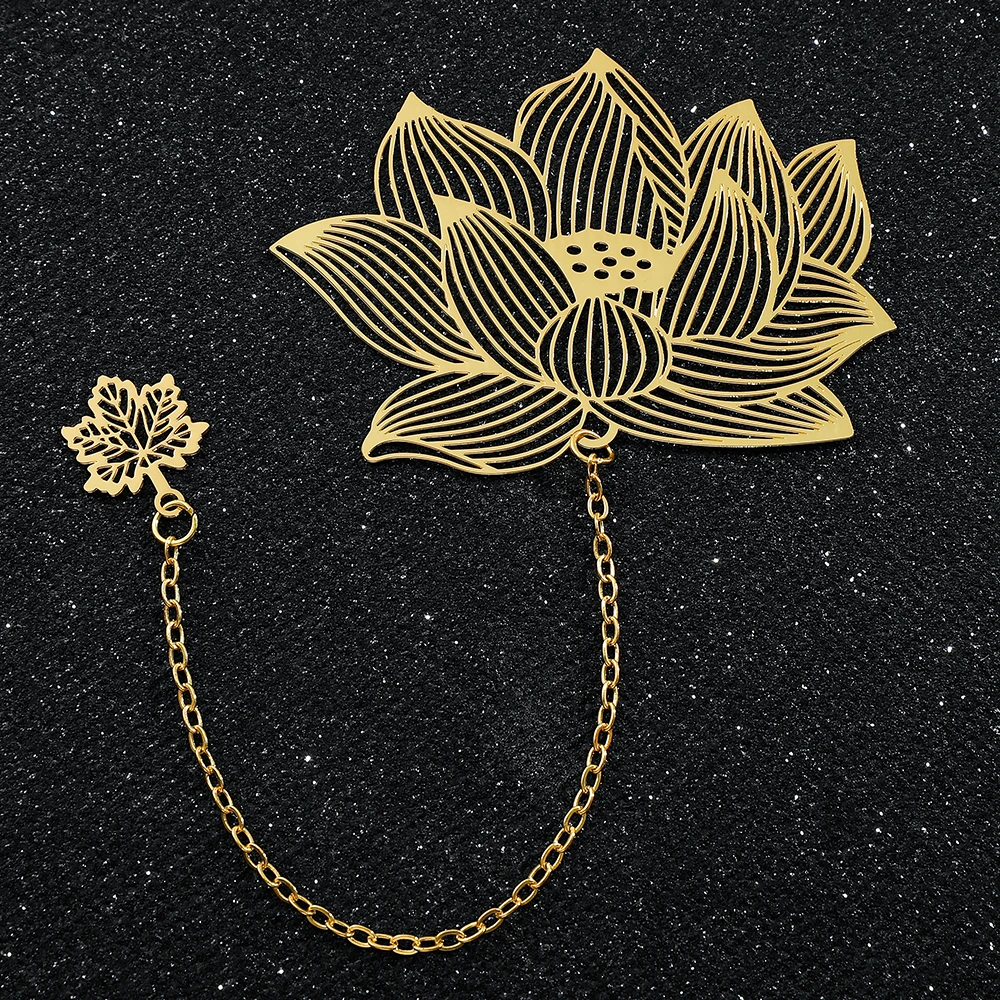 Metal Bookmark Bookmarks Stationery Supplies 1Pcs Handmade Flower Bookmark Sunflower & Lotus Brass For Book Lovers Reading Markers