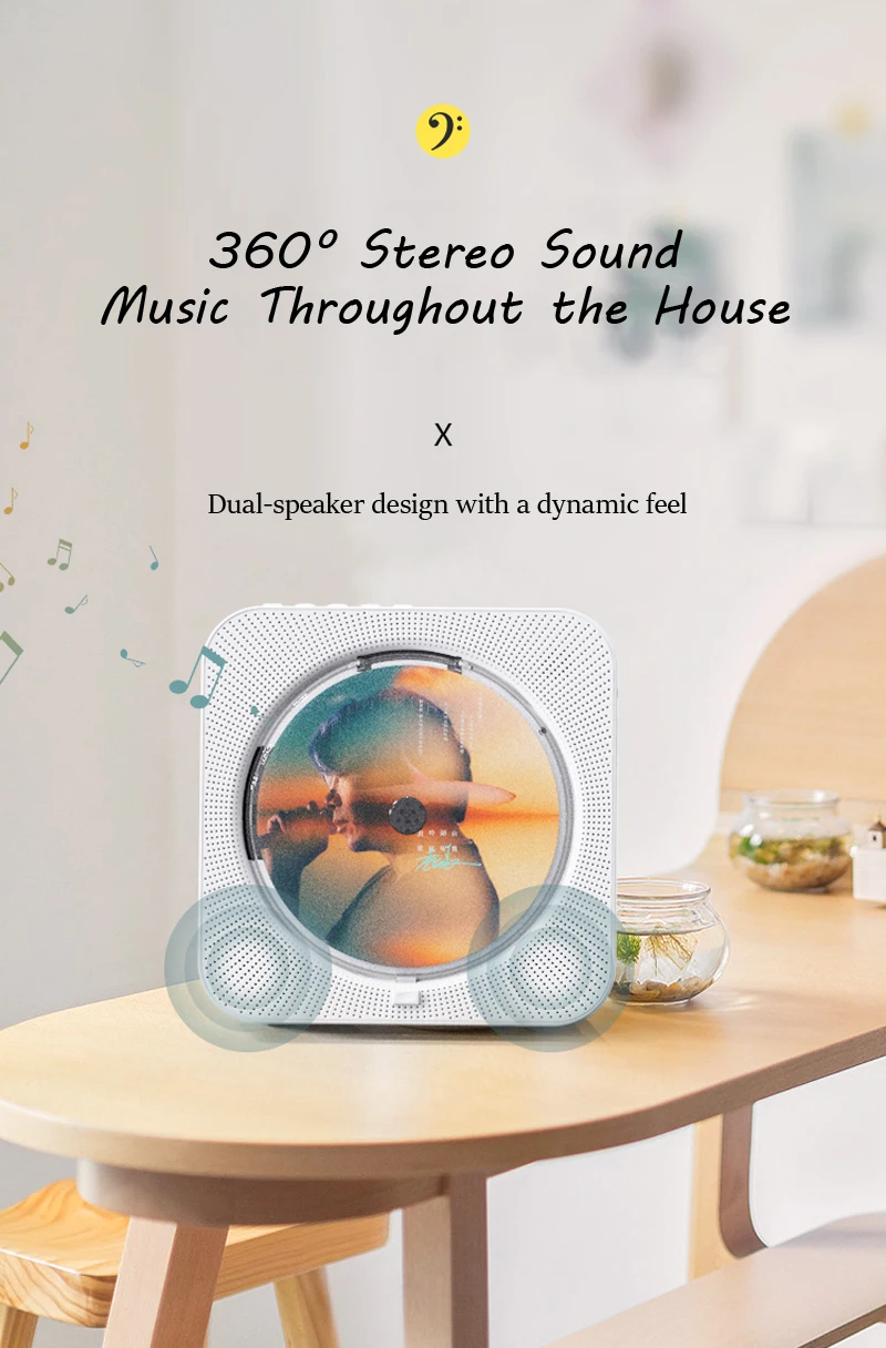 CD Player Portable KC-718 Hifi Bluetooth Dual Speakers FM Radio Headphone Mode U