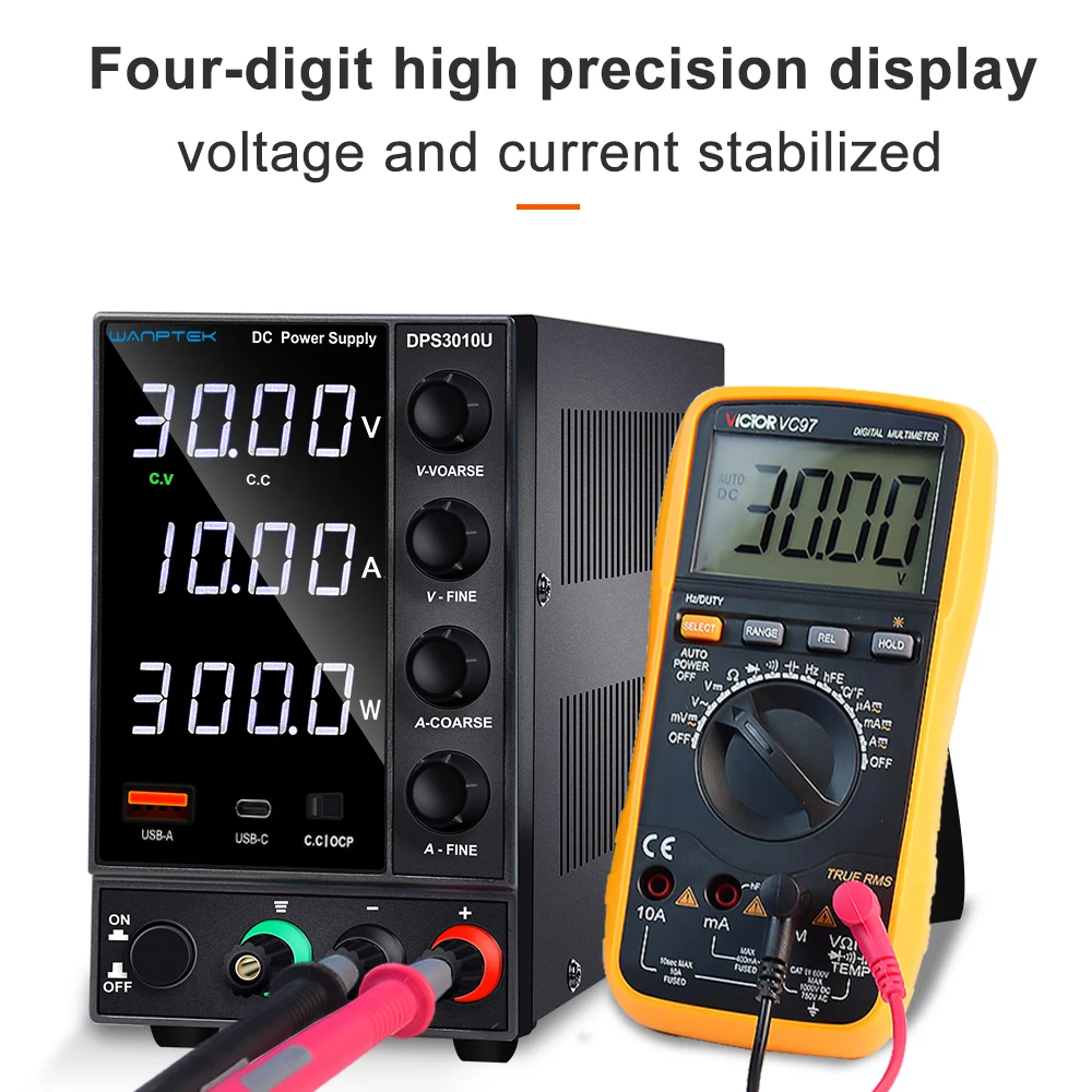 DC 전원 공급 장치 조정 가능한 4 자리 실험실 벤치 전원, 30V 10A 60V 5A AC 스위칭 안정화 전원 공급 장치, Wanptek DPS3010U