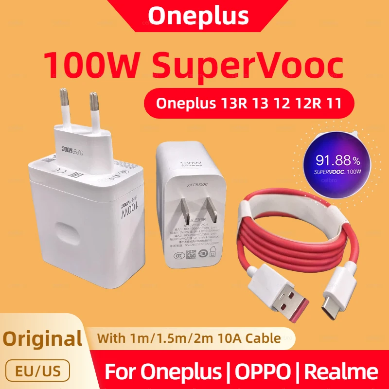 Original Oneplus Charger 100W 80W 65W SuperVooc Type C USB Adapter Fast Charge For Oppo Realme One Plus 13 13R 12 12R 11 Pro ACE 1
