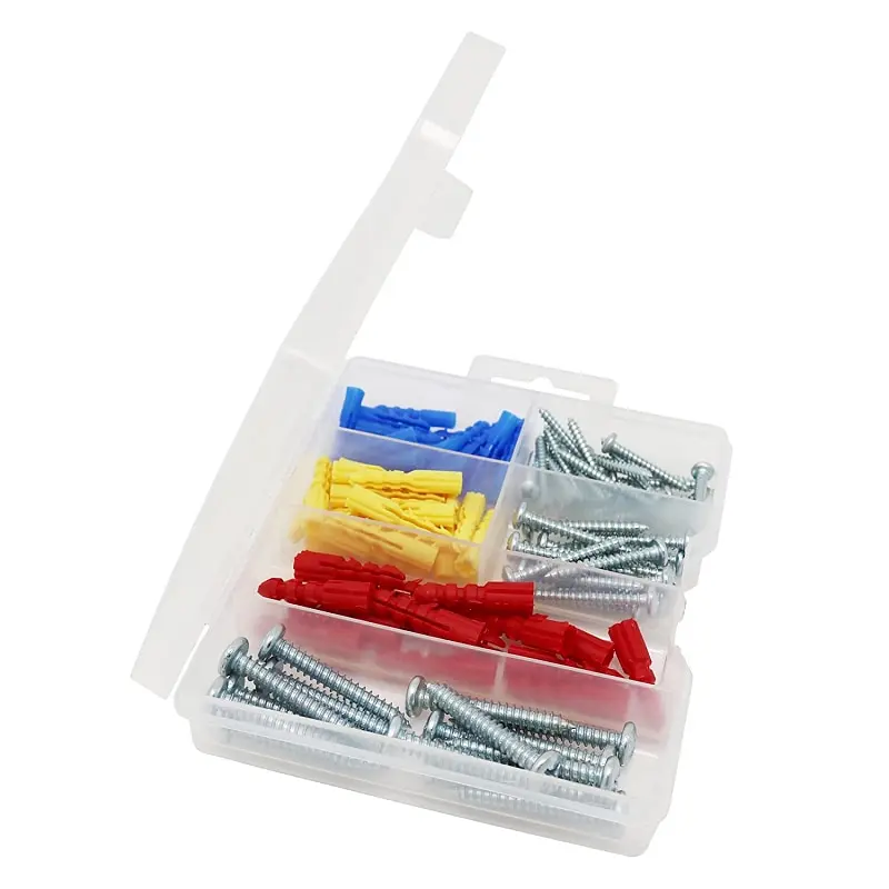 Plastic Self Drilling Drywall Ribbed Anchors with Screws Assortment Kit Drywall Anchor Kit 100 Pcs drywall anchor kit,drywall anchor,plastic wall anchor