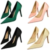 New Women Fetish 10cm High Heels Office Career Satin Pumps Lady Holiday Party Scarpins Stiletto Green Pink Shoes Plus Size 34-43 1