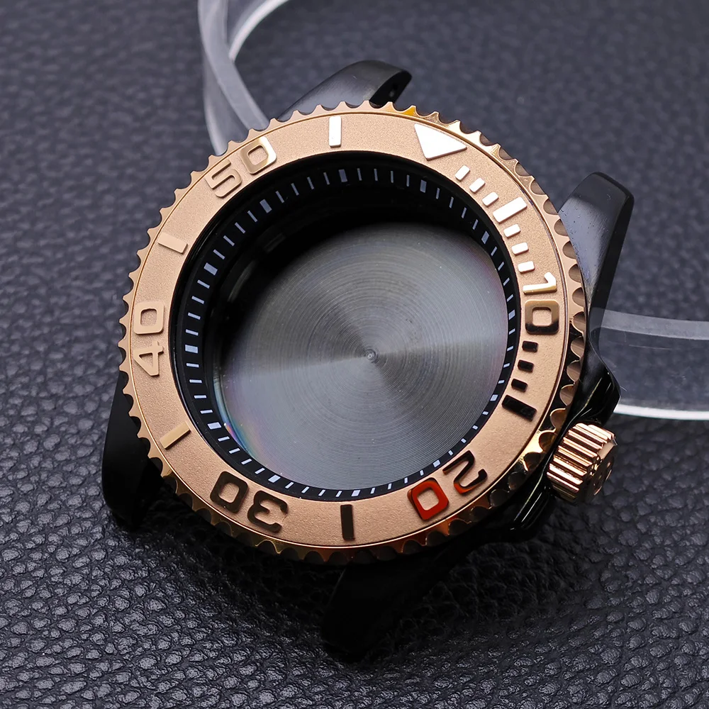 High-Quality Black Gold/Rose GMT Case with Chapter Ring - Stainless Steel Waterproof Accessories