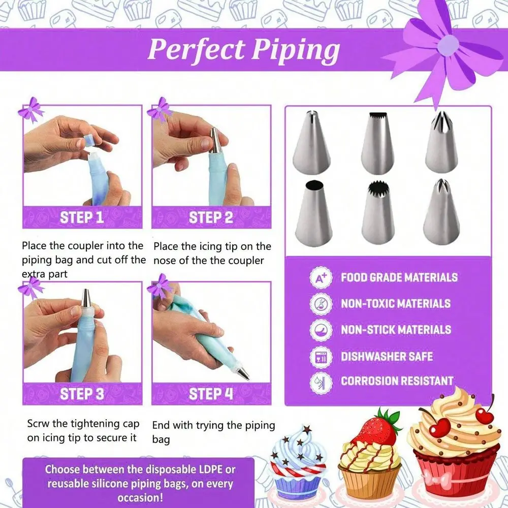 Cake decorating set in use