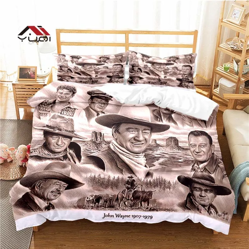 

American Actor John Wayne Pattern Duvet Cover Set Bedding for Adult Kids Bed Set Comforter Cover Bedding Set 10 Sizes