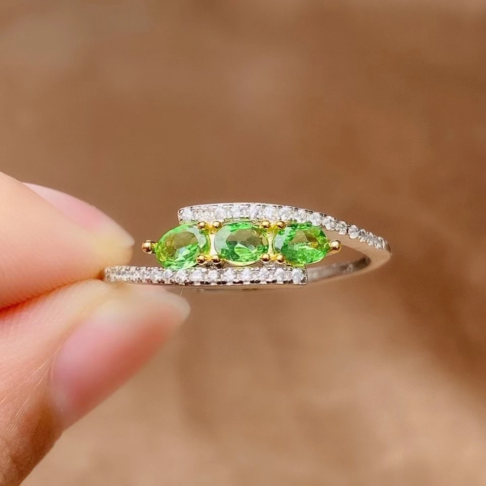 100% Natural Tsavorite Ring For Daily Wear 3Mm*4Mm Tsavorite Silver Ring Solid 925 Silver Tsavorite Jewelry