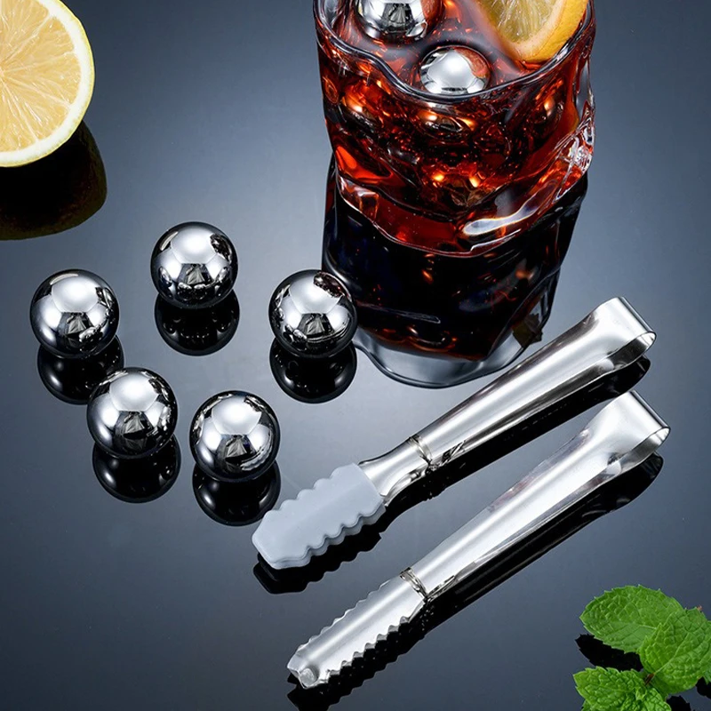 Reusable Stainless Steel Ice Cubes Round Metal Ice Balls Set 1/2/4pcs Drink Beer Cubes Cooler Bar Party Accessories Tools