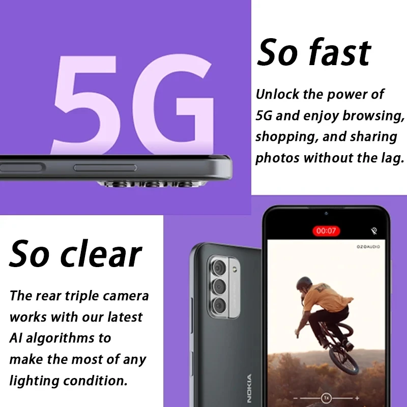 Global Version Nokia G42 4GB Ram 128GB Rom Snapdragon 480+ 5G NFC Android 13 90Hz Refresh 6.56 Inch 5000mAh 50MP Triple Camera