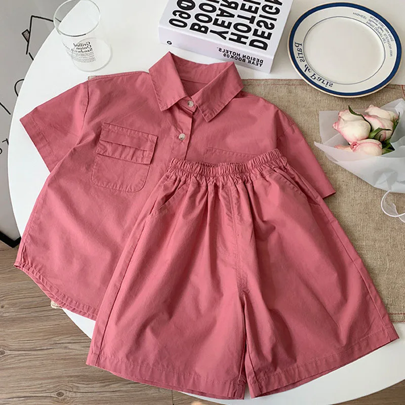 2024 Summer New Boys' Clothing Sets Double Pocket Polo Neck Shirt +Baby Shorts 2Pcs Casual Fashion Children's Clothes_voghion.com