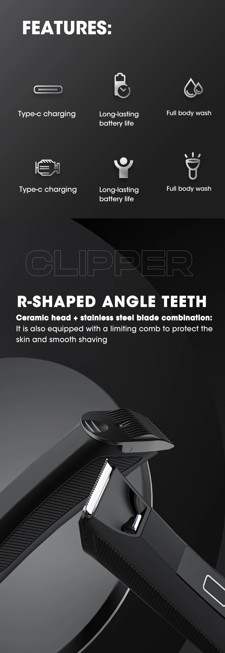 Groin & Body Hair Trimmer –Dual-Head Safe Trimmer & Foil Blades, Waterproof Wet/Dry Groomer USB-C Rechargeable with Travel Lock