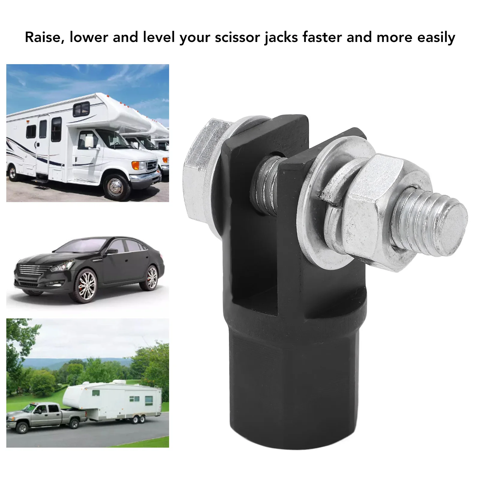 Scissor Jack Drill Adapter Scissor Jack Adapter High Strength  for Use with 1/2in Drive  Wrench Car RV Trailer