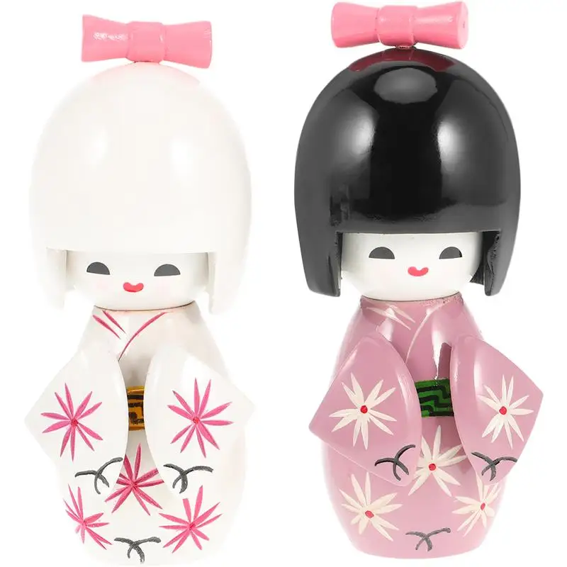 

2Pcs Wooden Kimono Dolls Japanese Style Kimono Doll Japanese Wooden Kimono Doll Girl Ornament Tabletop Kimono Doll Figurines