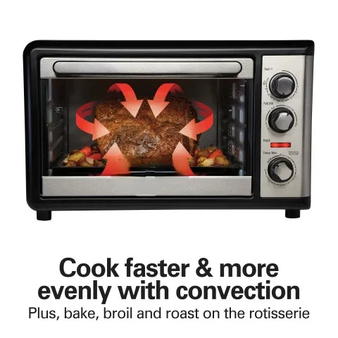 Hamilton Beach 2.5-Quart Countertop Oven with Convection and Rotisserie in  Black and Stainless Steel