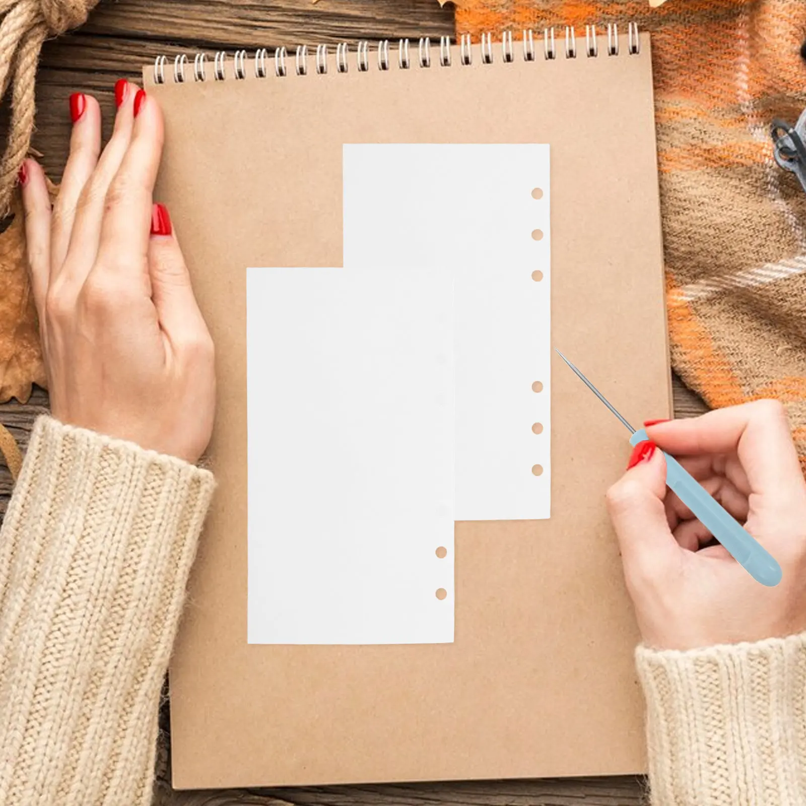 40매 A6 양면 재사용 가능 스티커 릴리스 페이퍼 바인더 리필 페이지 6링 루즈..