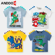 Camiseta de manga corta con dibujo de dinosaurio para niños, ropa básica de Anime, 2T 7T, novedad de verano de 2022