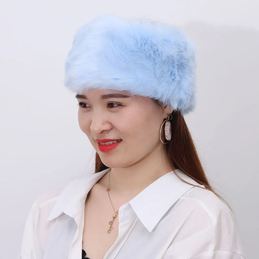 Ski Ohren schützer Schnee Ohr wärmer flauschige russische Mützen Pelz Faux Frauen Winter mützen Kunst pelz Stirnband – Detail 5