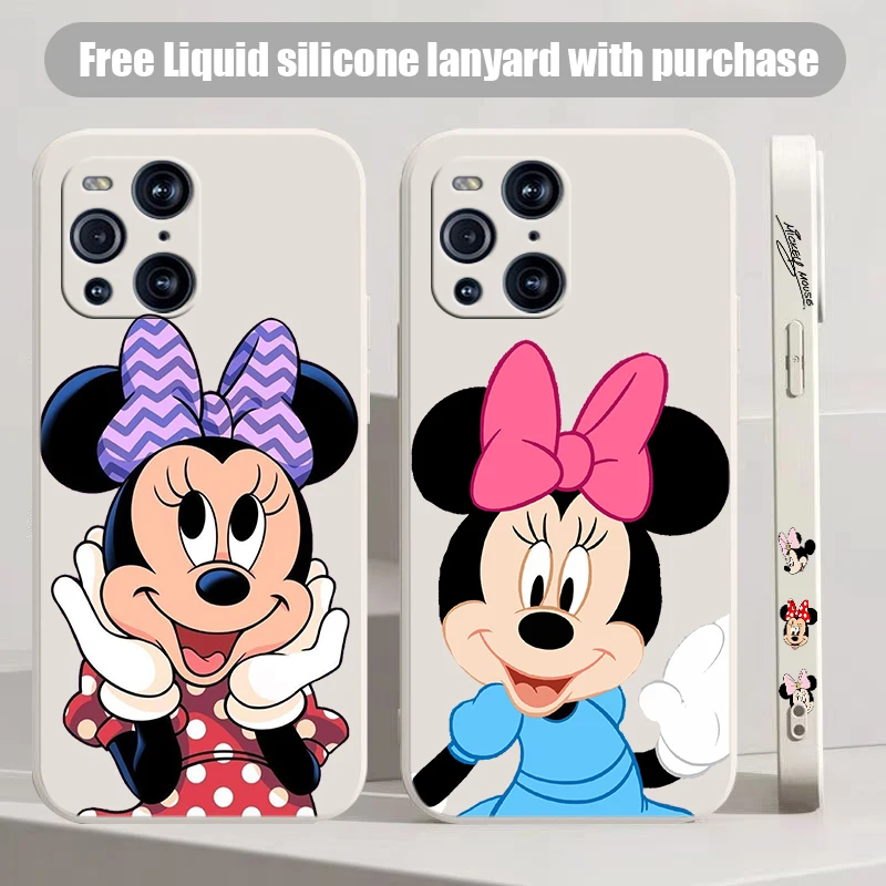 

Disney Minnie Phone Case For OPPO Find X2 X3 X5 Pro Lite Neo Reno 2 Z 5 6 7 8 10 Lite Pro Liquid Left Rope Funda Shell Cover