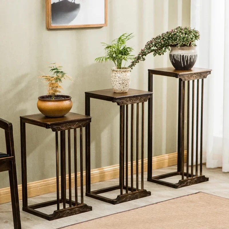 Solid Wood Indoor Plant Stand Living Room Ground Landing Shelf Perfect for Flowers Sofa Side and Home Decor