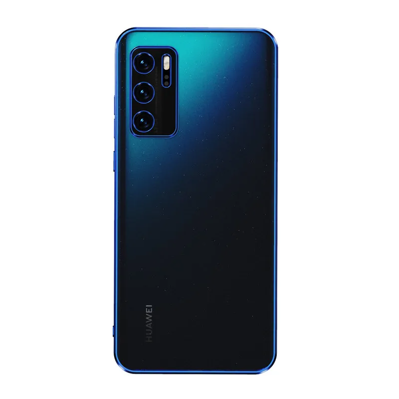 Plating Frame Transparent Matte Anti Fingerprint TPU Case For Huawei P50 P50E P40 Pro Airbag Anti-drop Full Cover Shell_voghion.com