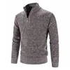 Fleece Lined Casual Knitwear Half High Collar Hoodie Home Wear Comfortable Cotton Men's Open Cardigan Warmth Style