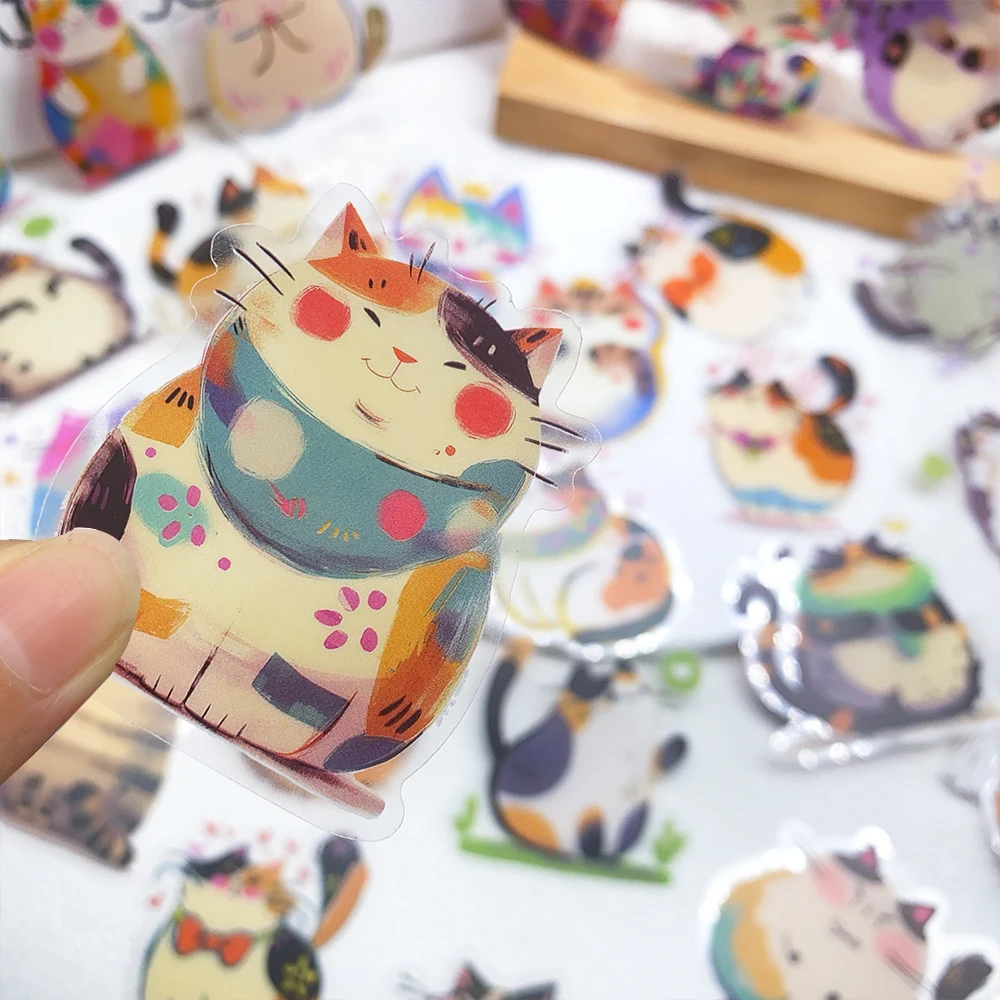 50 stücke Cartoon Nette Katzen PET Aufkleber Aufkleber Für Telefon Laptop Notebook Skateboard Gitarre DIY Ästhetische Transparente Aufkleber – Detail 10