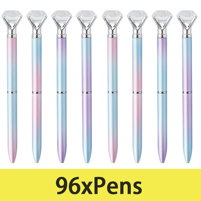 

96Pcs Big Diamond Pens Crystal Diamond Pens Ball Pen Gem Pens Bling School Office Supplies