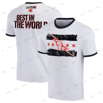 2024 Summer Men's 3D Printed Wrestler Cm Punk Tshirt Fashion Casual Breathable Street Sports Large Size Top Unisex Short Sleeve 1