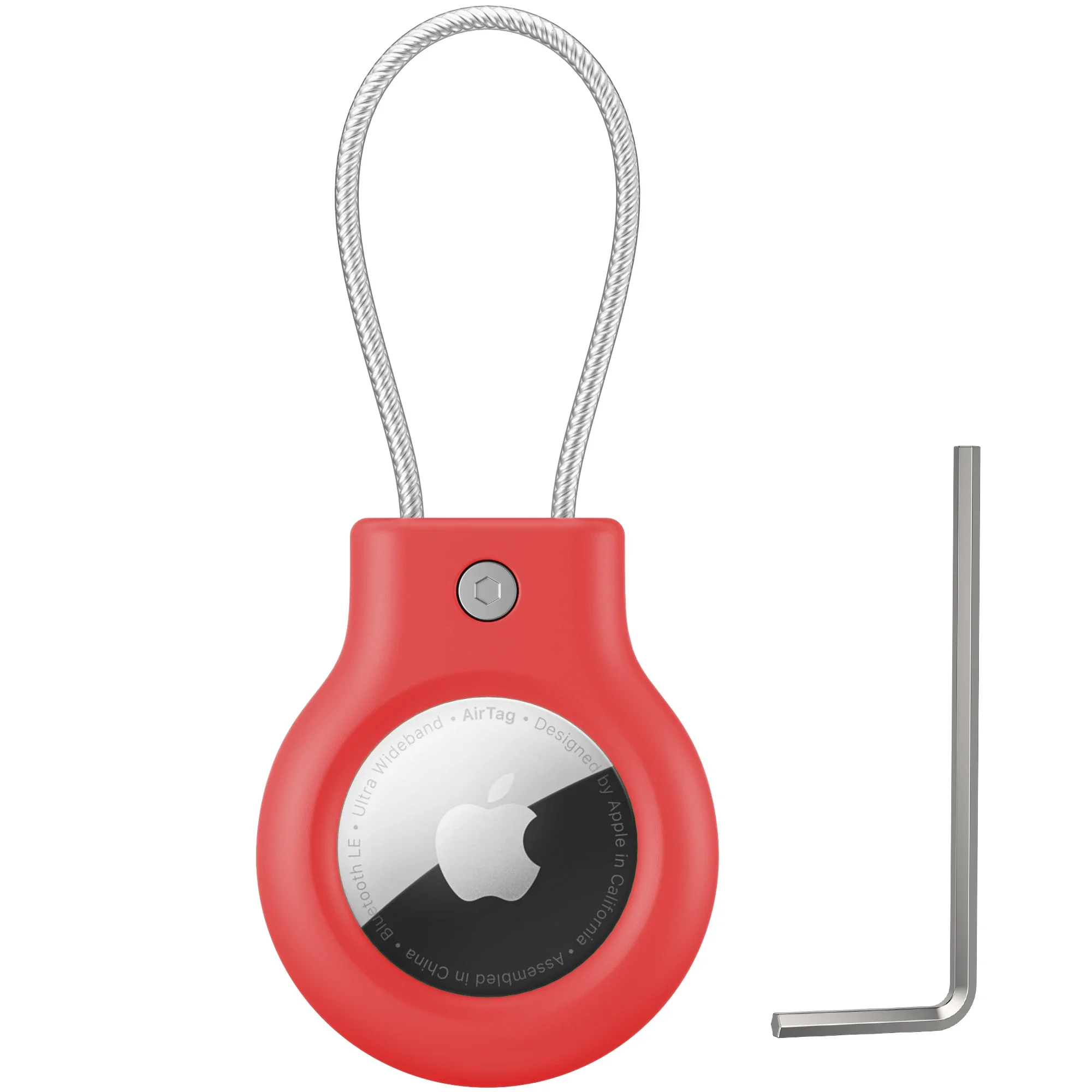 Premium 360° Protective AirTag Cover with Metal Keychain and Hex Wrench Kit