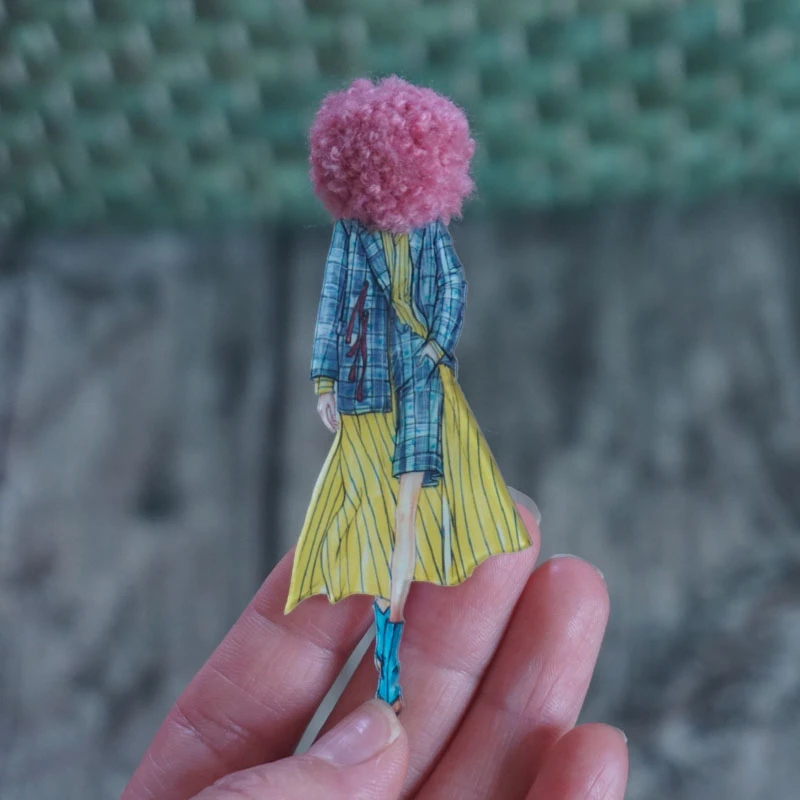 Acrylic Brooch For Woman Fashion Wool Ball Brooch Pin Girl Cute