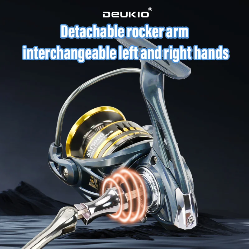DEUKIO Spinning Fishing Reel No Gaps 1+1 Ball Bearings CNC Spool Handle 5.2:1 Gear Ratio 12kg Max Drag Saltwater Fishing Coil spinning fishing reels fishing reels