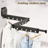 Suction Cup Wall Mount Folding Clothes Drying Rack Space-Saver Mudroom Balcony Invisible Telescopic Clothes Drying Rack Hanger 1