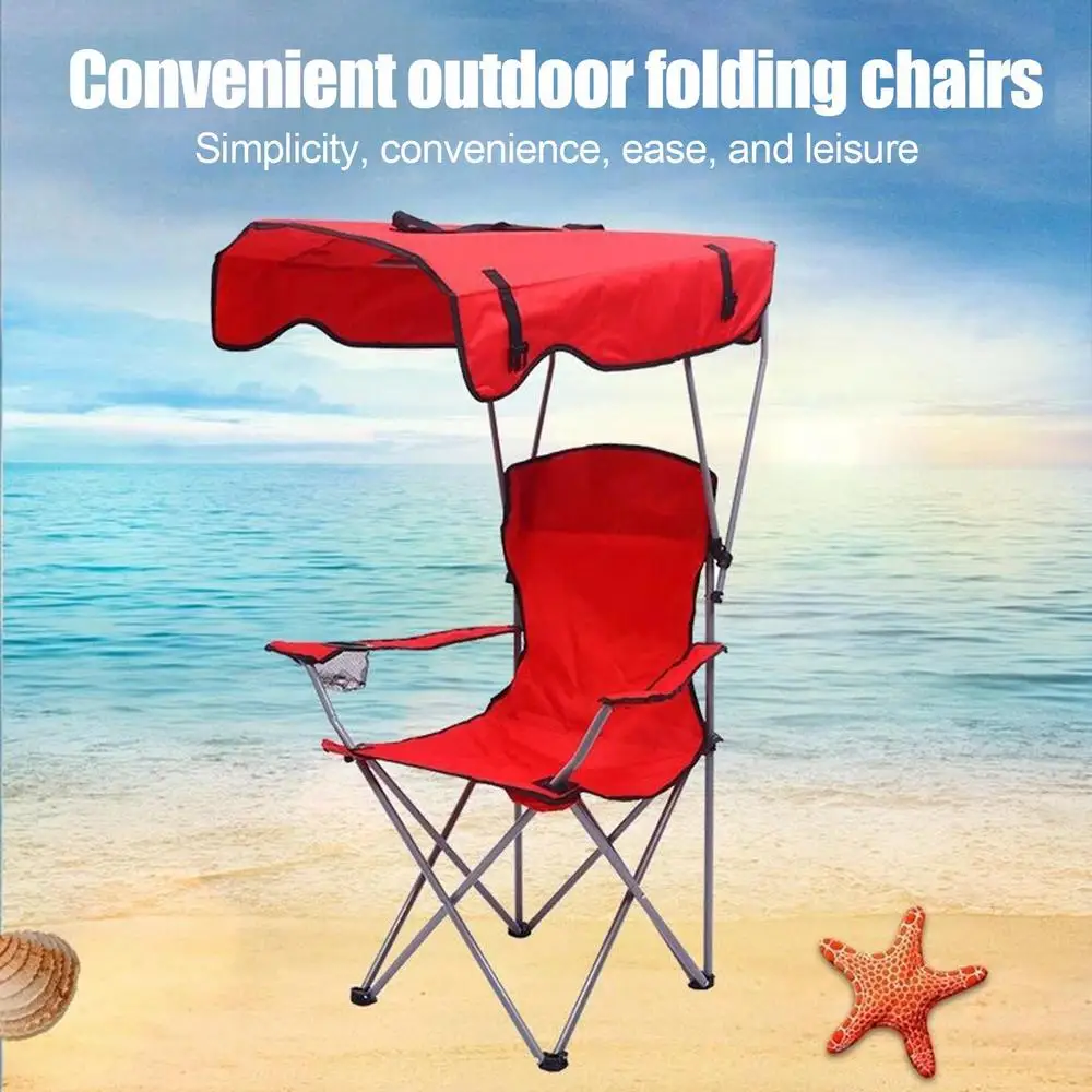 Folding Camping Chair Casual Sun Protection Beach Chair With Canopy Armrests Portable Recliner Chair For Camping Picnic Fishing 15 Folding Camping Chair Casual Sun Protection Beach Chair With Canopy Armrests Portable Recliner Chair For Camping Picnic Fishing 9