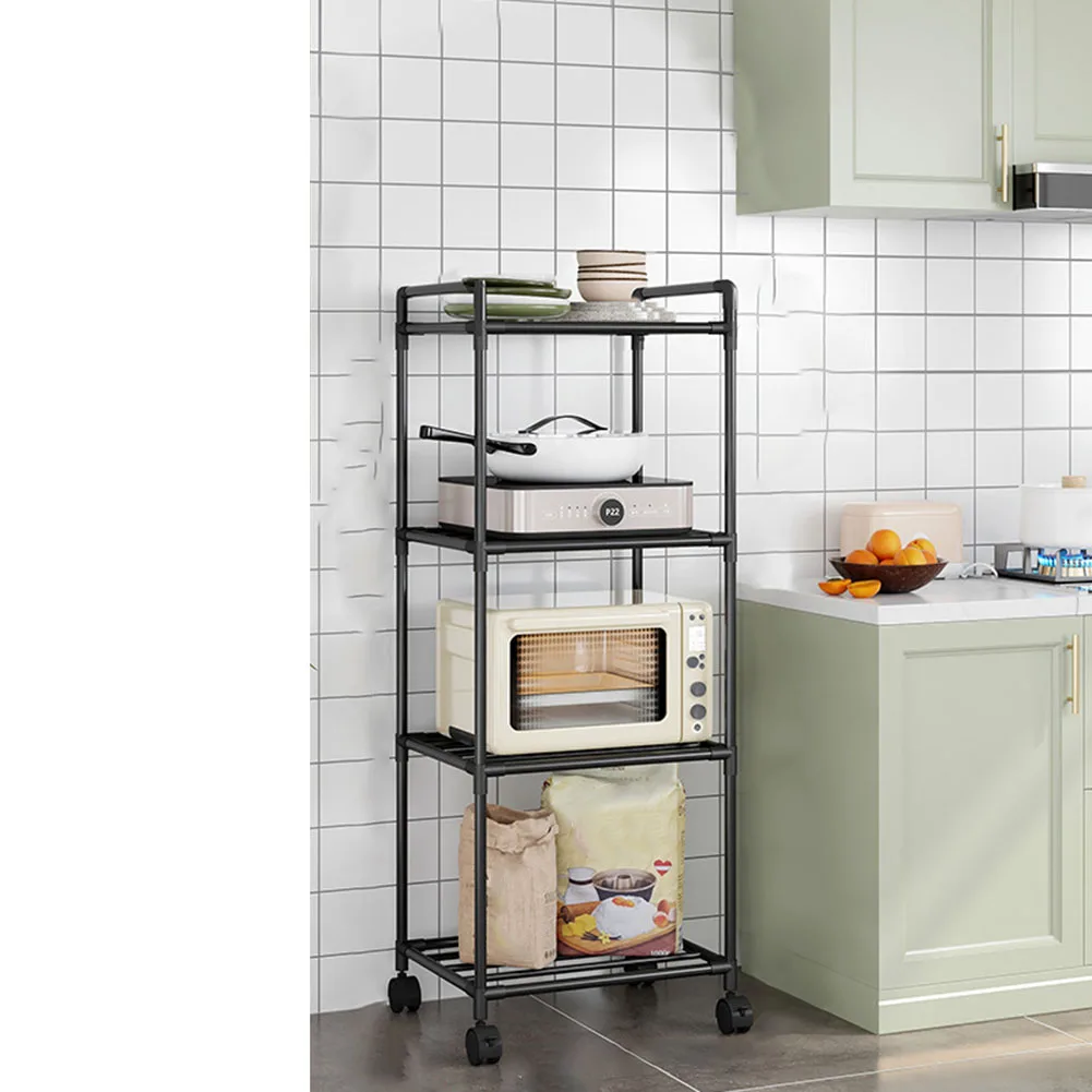 

With Pulleys Floor-standing Storage Rack Black Iron Paint Punch-Free Sturdy Construction White Easy To Assemble