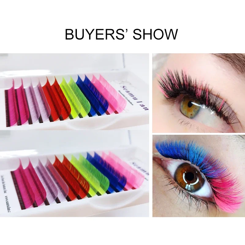 Lash Extenions Neon Color Lashes Mix Individual Eyelashes Russian Volume Eyelashes Extension Mink False Eyelash