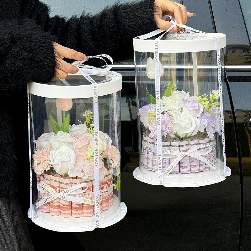 2PCS Transparent Round Cake Boxes with Clear PVC Lids, Birthday Wedding Dessert Packagi... - SKU TRCB1617 - UGI Packaging