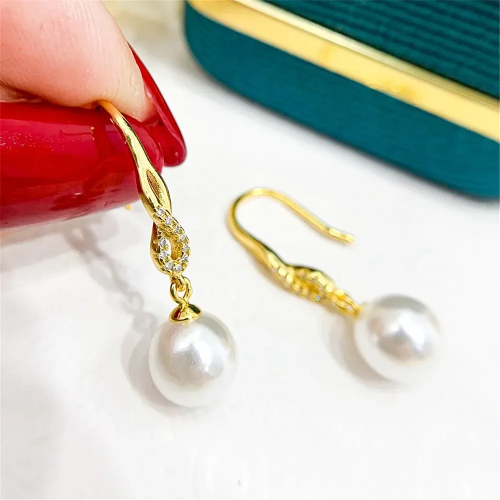 

DIY Pearl Mini Accessories S925 Pure Silver Ear Stud Empty Set Gold Silver Earrings Fit 7-13mm Round E326