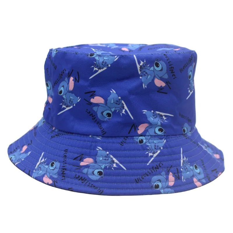 

2024 Disney Stitch Hat Anime Cartoon Lilo & Stitch Series Fisherman Cap Outdoor Bucket Hats Cotton Toddler Sunscreen Hats