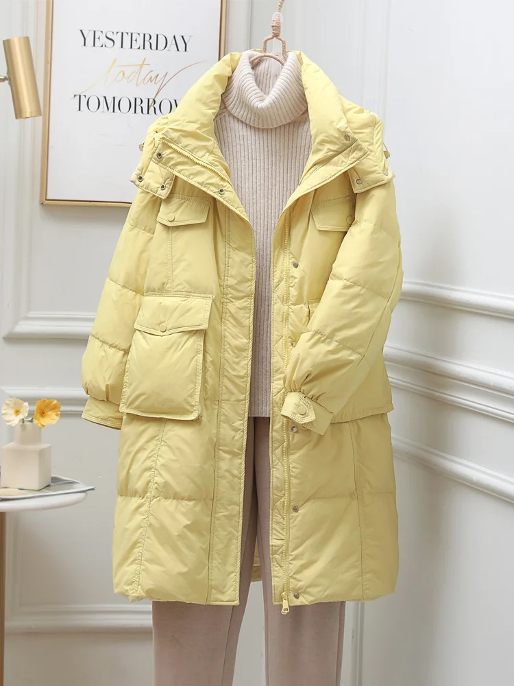 

Oversized Winter Women's Long Puffer Jacket Hooded Female Parkas 2023 New Fashion Warm 90% White Duck Down Coat Overcoat