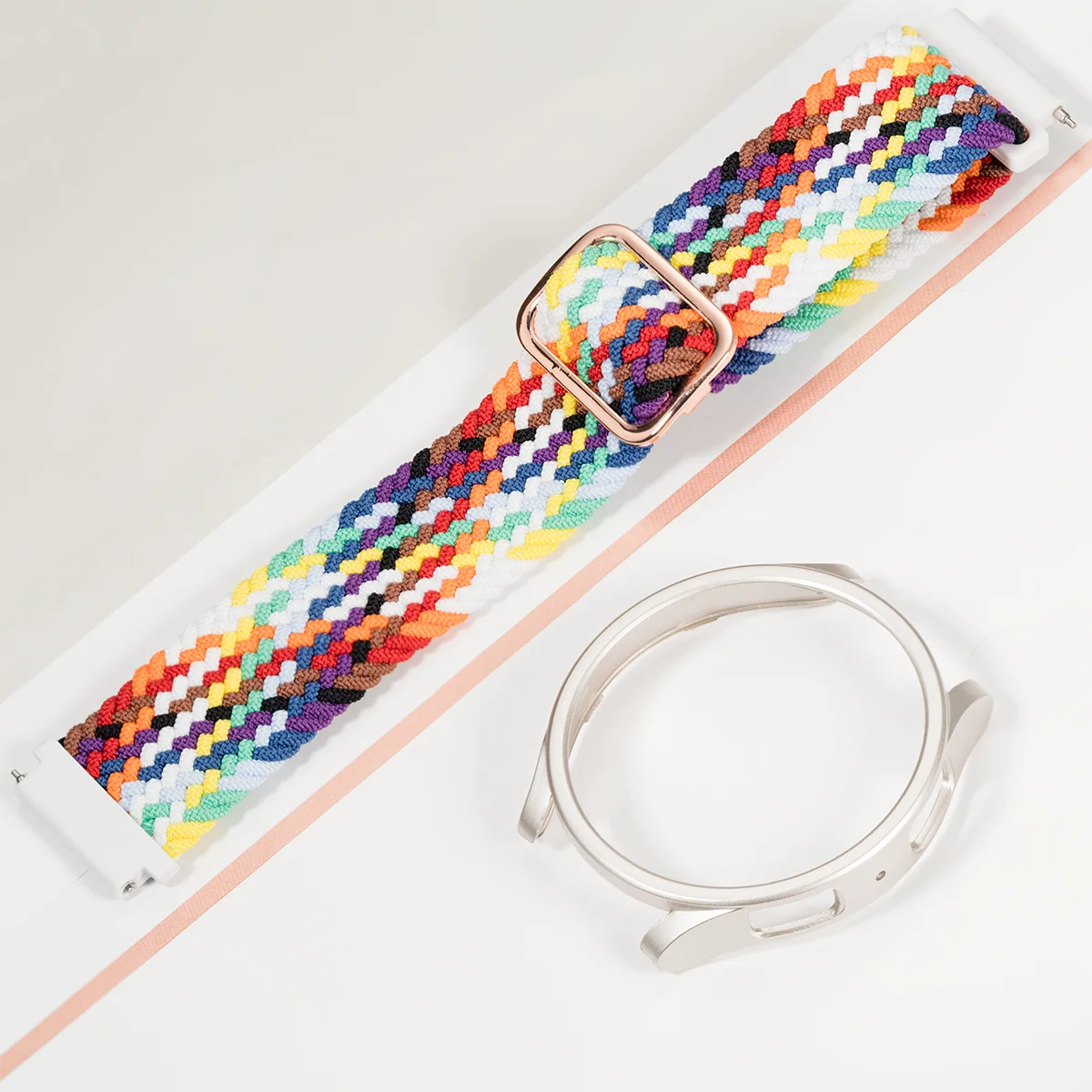 Nylon Braided Smartwatch Band with Protective Case - Stylish Strap Bracelet and PC Bumper Cover