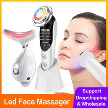 

Facial Radiofrequency Microcurrent Face Lift Machine Neck Face Massager LED Light Therapy Skin Rejuvenation Anti-wrinkle Beauty