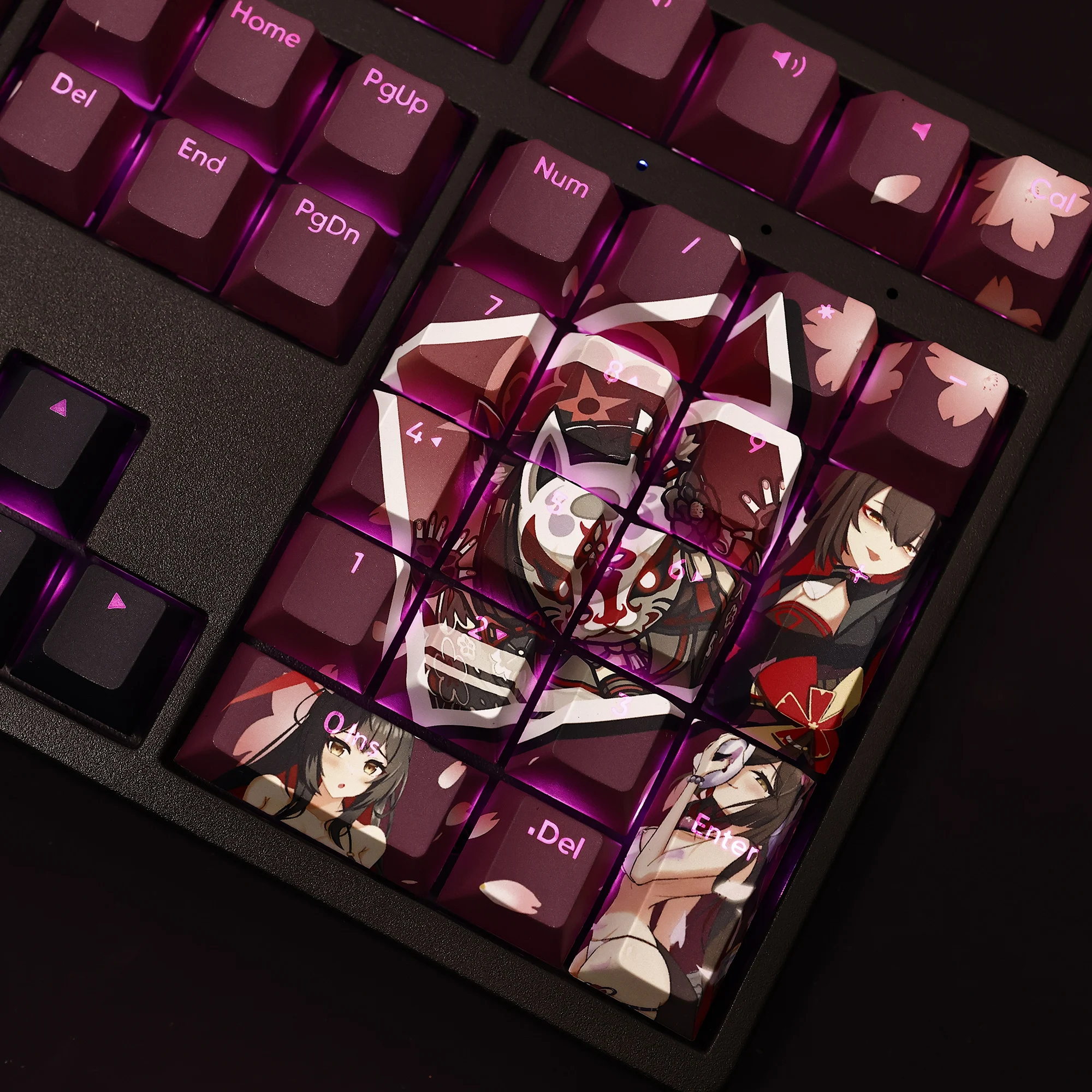 Anime Gaming Key Caps Arquivo Azul Kosaka Wakamo Keycap Pbt Dye Subbed Keycaps Retroiluminados para Ansi 61 87 104 108 Conjunto Chaves - Imagem 4