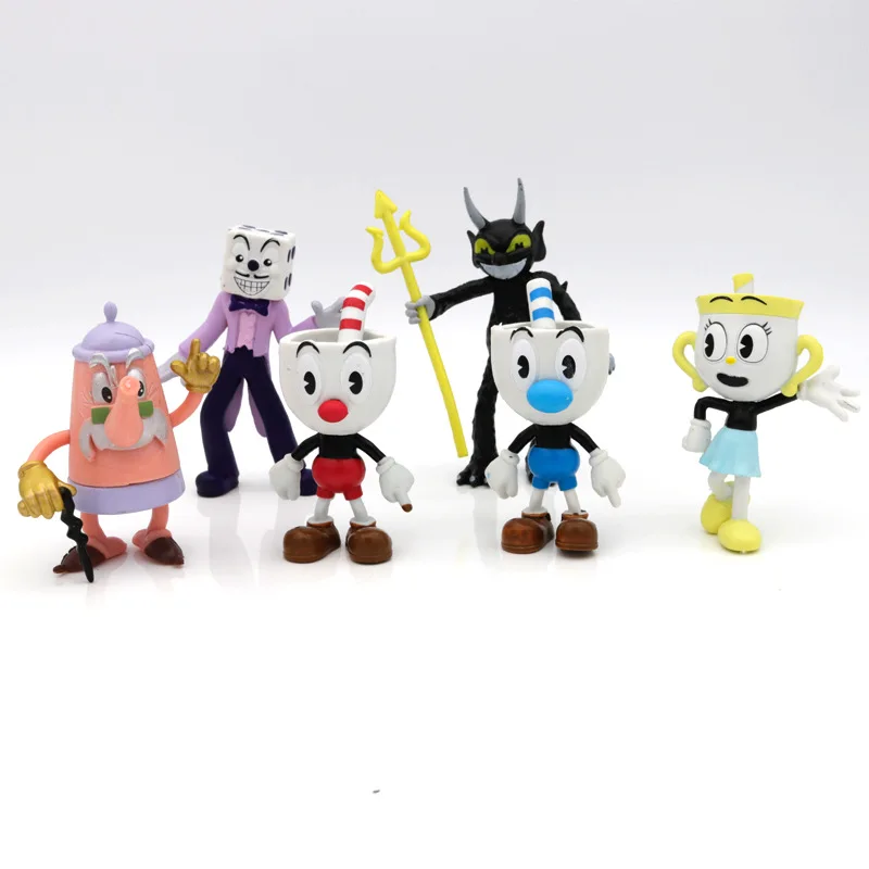 4/6 stücke Set PVC Kawaii Tasse Kopf Anime Action Figure Cuphead Puppe Spielzeug Spiel Dekoration Ornamente Spielzeug Für Kinder kinder Weihnachten Geschenk – Detail 2