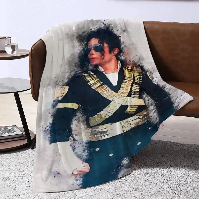 Michael Jackson Custom  Flannel Blanket Thin Portable Nap Air Conditioning Sofa Warm Plush Home Travel Picnic Cover 2
