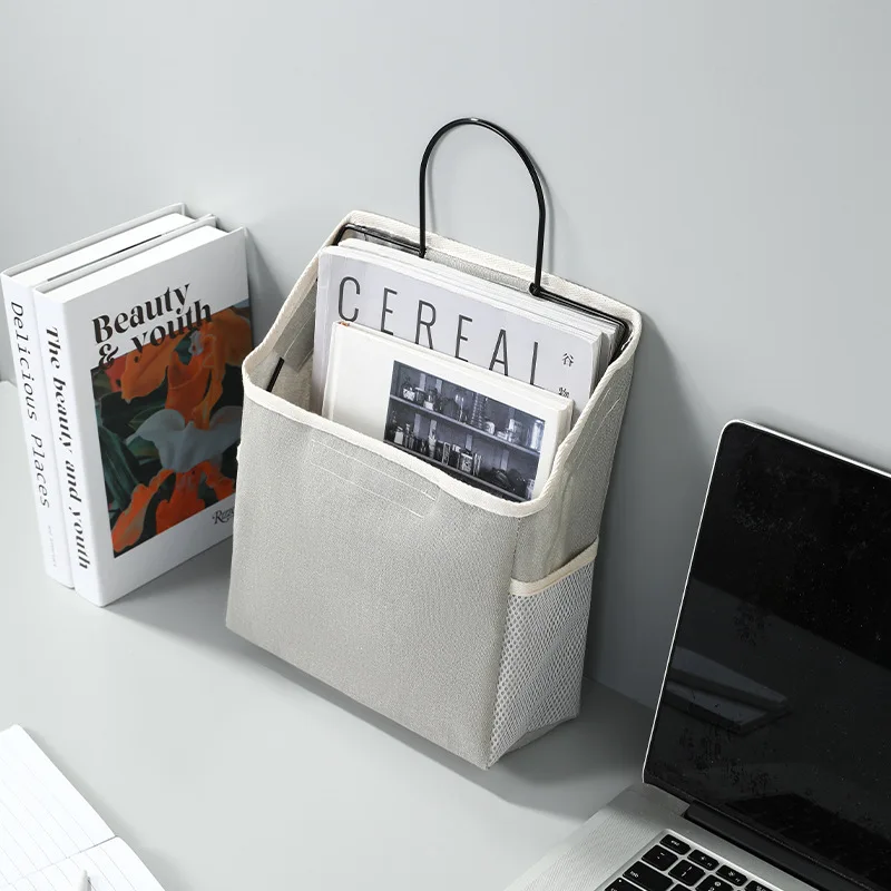 Hanging Bag Dormitory Storage Bag Wall-mounted Wall Fabric Desktop Cotton Linen Finishing Storage Bag #3617 2