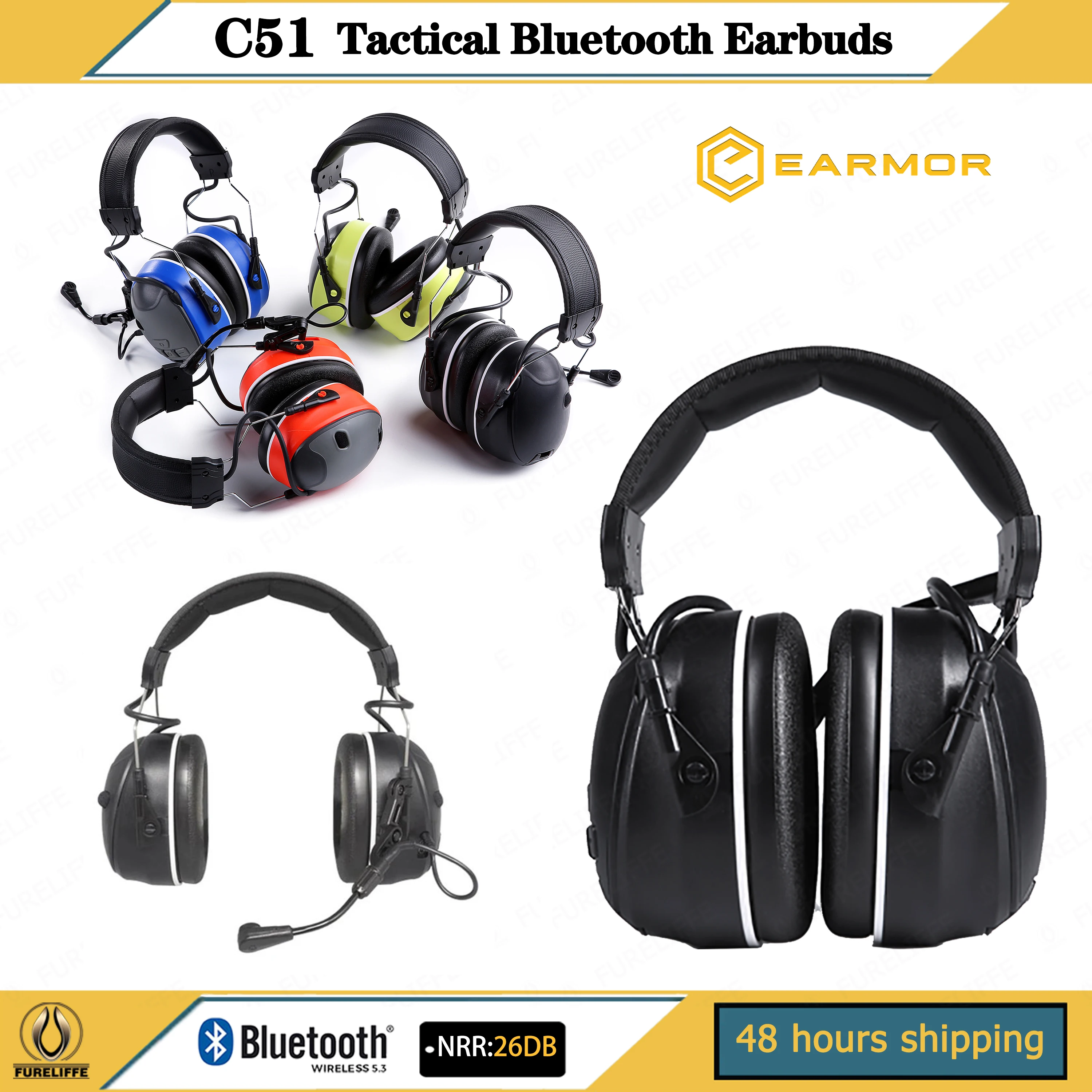 Hearing Protection Noise-proof Shooting Earmuffs EARMOR Bluetooth C51 Electronic Noise Canceling Tactical Communication Headset electronic earmuffs,noise cancelling headphones