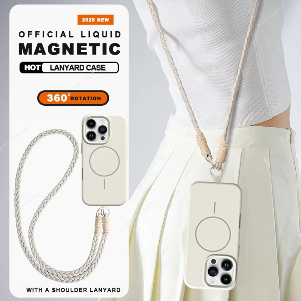 Liquid Silicone Protective Crossbody Phone Case with Magnetic Closure and Adjustable Strap