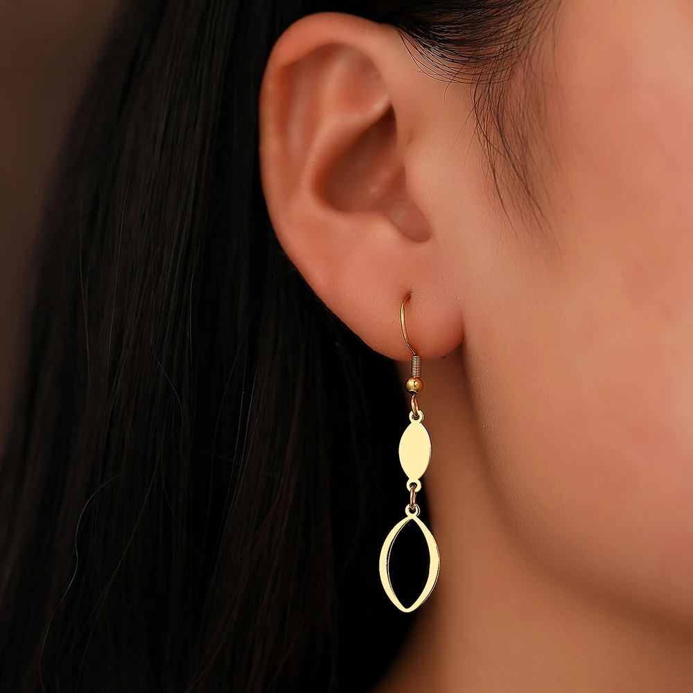 Pendant earrings Stainless Steel Earrings Vintage Geometric Oval Minimalist Pendant Fashion Charms Earrings for Women Jewelry Elegant