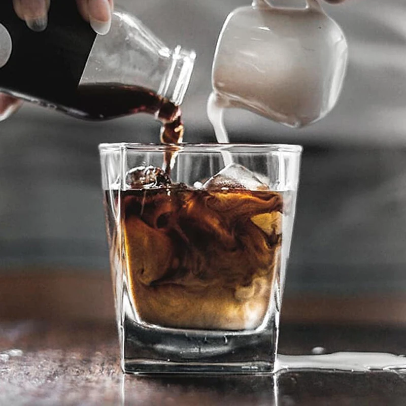 1/2/4PCS Set 235ml/8.1oz Thick Bottom Glass Cup Exquisite Glass Square Whiskey Thickening Cups Square Cup