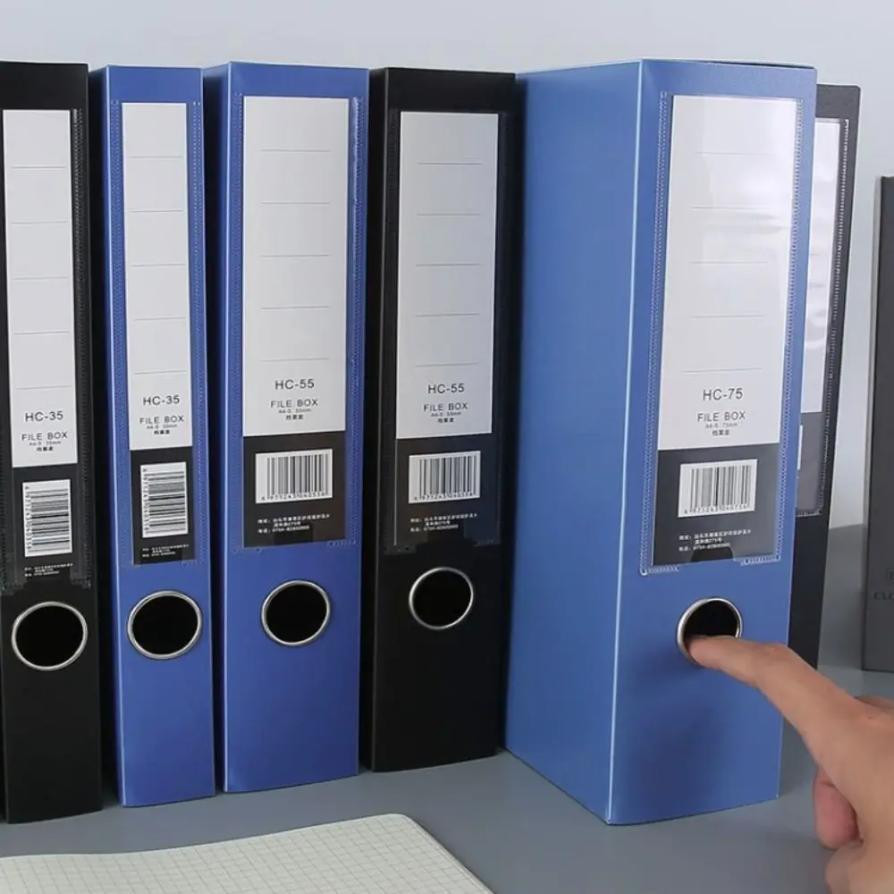 

Thickened A4 File Folder Simple Black Blue PP Plastic Document Case Dustproof Paper Storage Box Contract