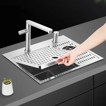 อ่างล้างจานสแตนเลสสำหรับห้องครัวแบบซ่อนขนาดเล็กใช้แปรงล้างถ้วย 1